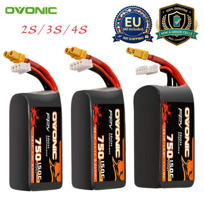 Drone Racing Battery - HOT OVONIC 150C 750mAh 7,4V/11,1V/14,8V Lipo-Akku